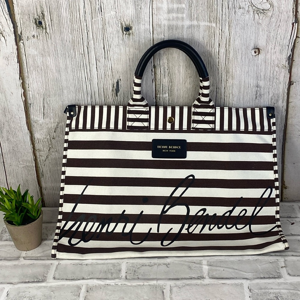 Henri Bendel Brown and White Striped Women's Bag
